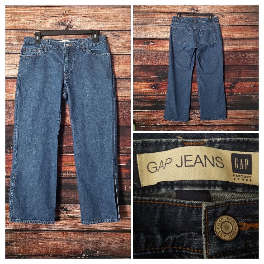 GAP Vintage '02 Jeans 8 Slit Ankle Capri Blue Denim Mid Rise 100% Cotton